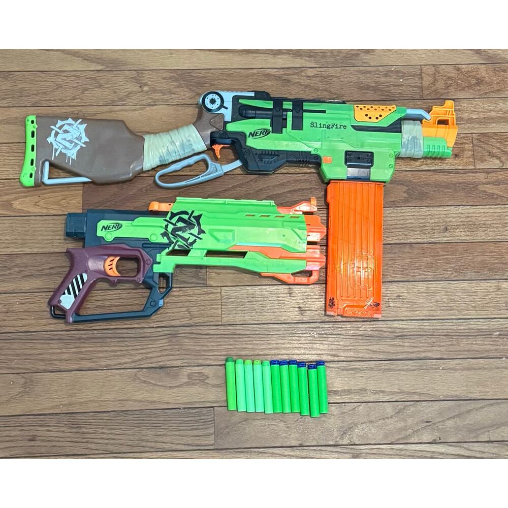 Nerf Zombie Strike Lot Slingfire Crossfire Bow Foam Dart Blaster